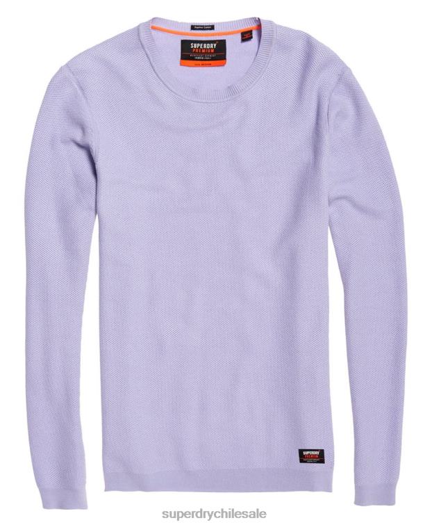 hombres Superdry púrpura suéter con cuello redondo de algodón supima 2R68Z1368