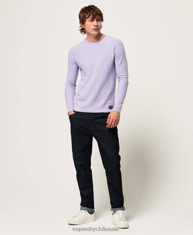 hombres Superdry púrpura suéter con cuello redondo de algodón supima 2R68Z1368