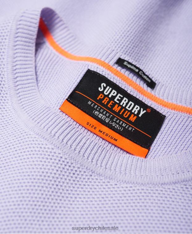 hombres Superdry púrpura suéter con cuello redondo de algodón supima 2R68Z1368