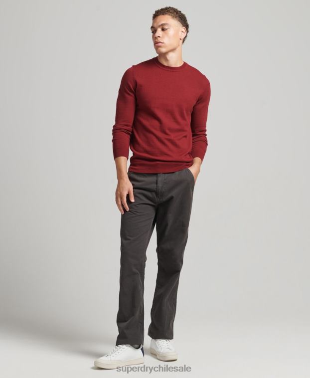 hombres Superdry rojo jersey con cuello redondo de cashmere y algodón orgánico 2R68Z1237