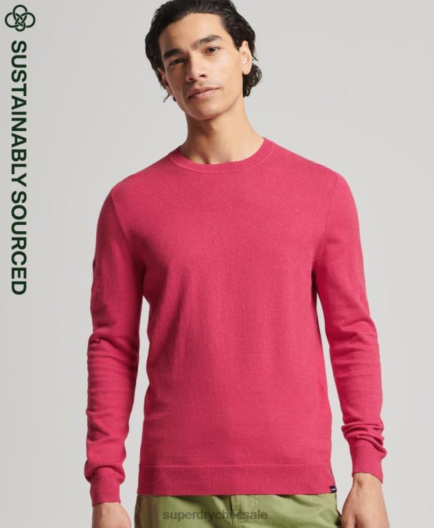 hombres Superdry rojo jersey con cuello redondo de cashmere y algodón orgánico 2R68Z5245