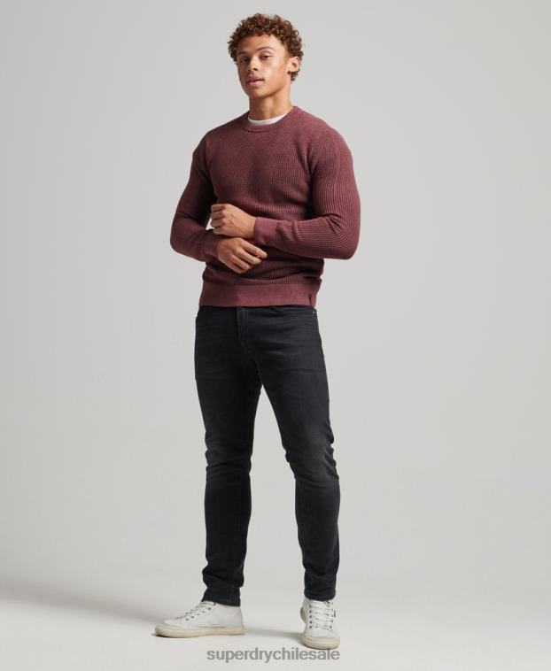 hombres Superdry rojo jersey con textura teñida academy 2R68Z1348