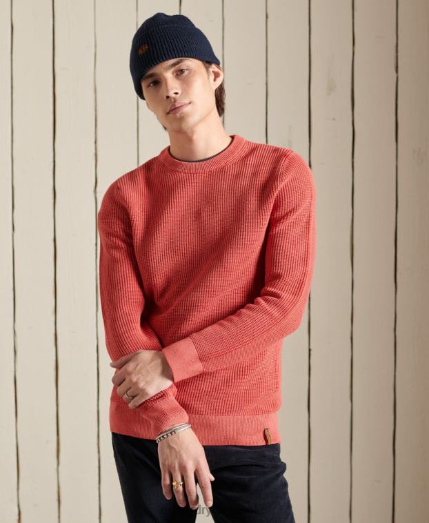hombres Superdry rojo jersey con textura teñida academy 2R68Z5300