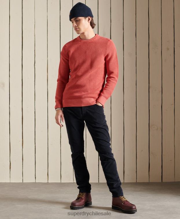 hombres Superdry rojo jersey con textura teñida academy 2R68Z5300