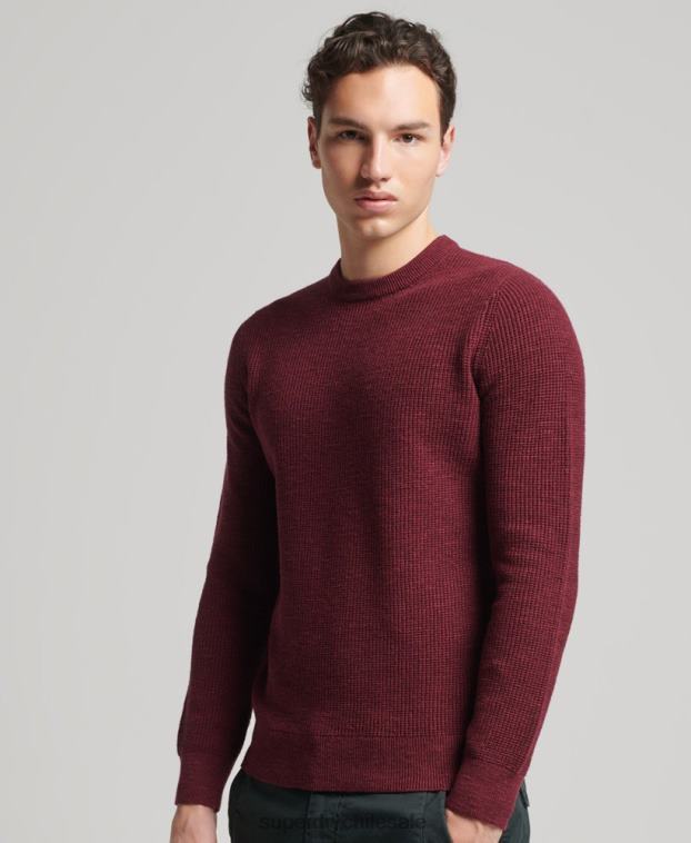 hombres Superdry rojo jersey de punto con textura vintage 2R68Z1251