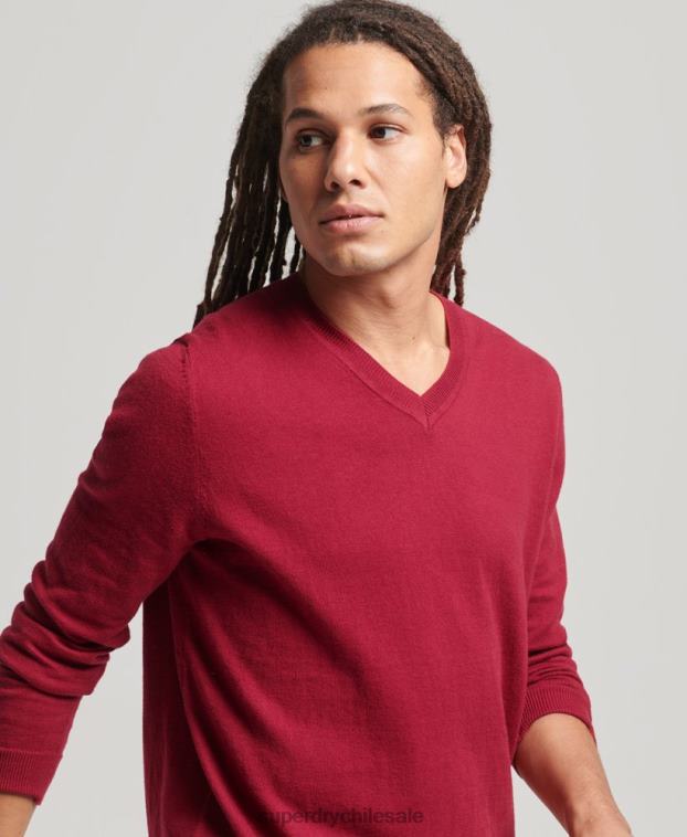 hombres Superdry rojo jersey vintage de mezcla de cachemira y algodón orgánico 2R68Z5251