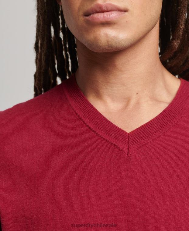 hombres Superdry rojo jersey vintage de mezcla de cachemira y algodón orgánico 2R68Z5251