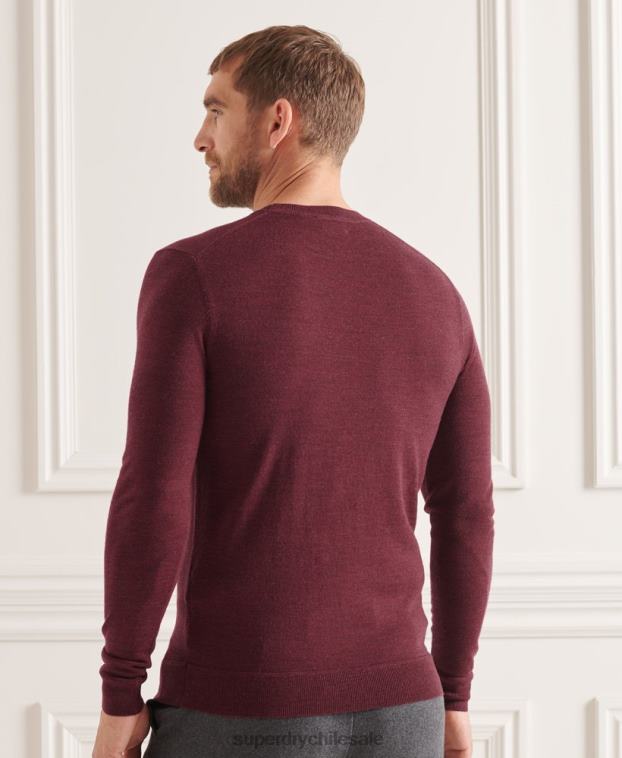 hombres Superdry rojo suéter con cuello redondo de lana merina de studios 2R68Z1331