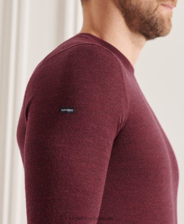 hombres Superdry rojo suéter con cuello redondo de lana merina de studios 2R68Z1331
