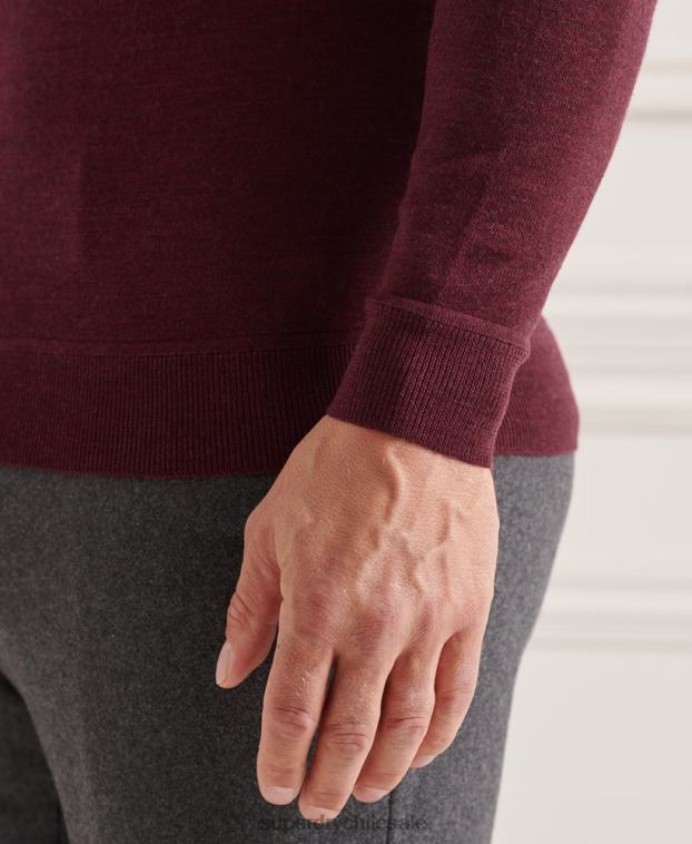 hombres Superdry rojo suéter con cuello redondo de lana merina de studios 2R68Z1331