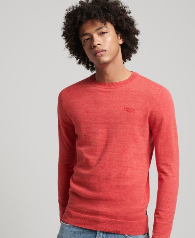 hombres Superdry rojo suéter con etiqueta naranja 2R68Z5352