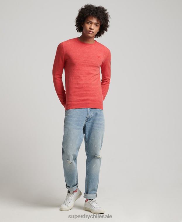 hombres Superdry rojo suéter con etiqueta naranja 2R68Z5352