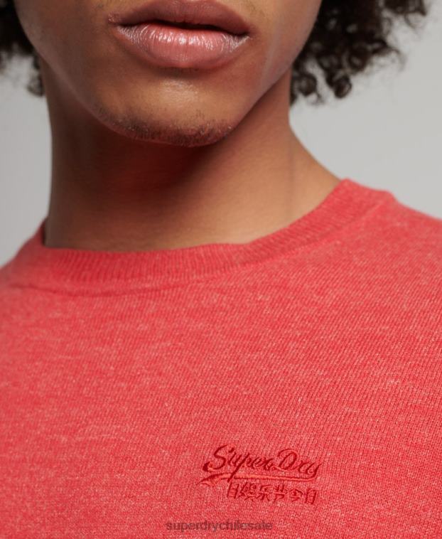 hombres Superdry rojo suéter con etiqueta naranja 2R68Z5352