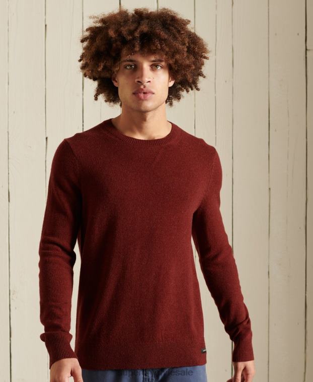 hombres Superdry rojo suéter ligero de lana de cordero 2R68Z5282