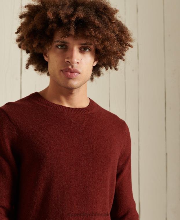 hombres Superdry rojo suéter ligero de lana de cordero 2R68Z5282