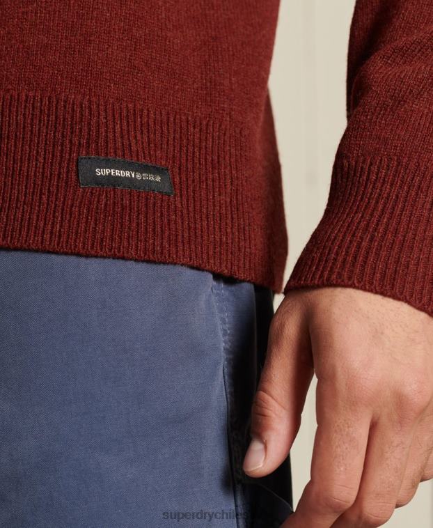 hombres Superdry rojo suéter ligero de lana de cordero 2R68Z5282