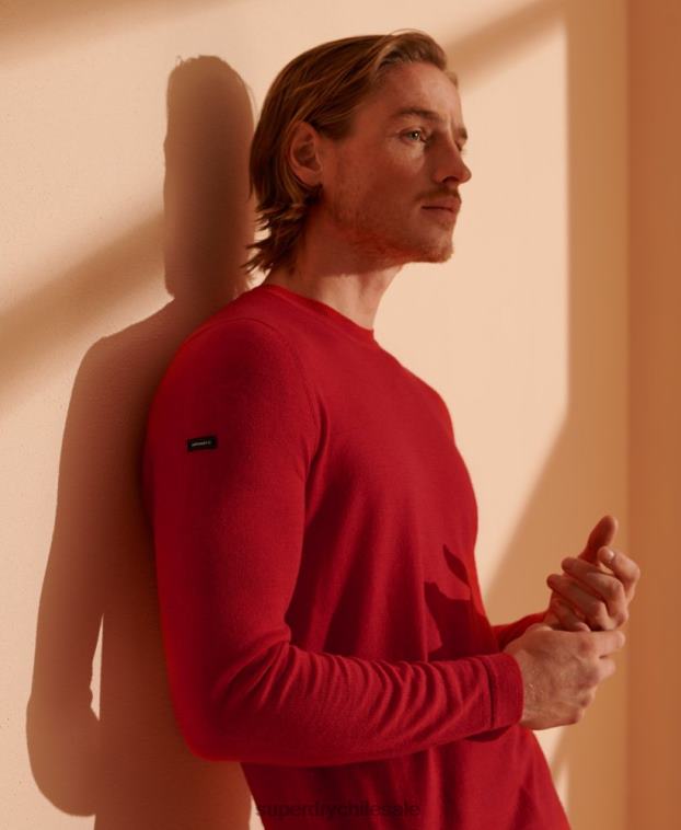hombres Superdry rojo suéter ligero de merino 2R68Z1341