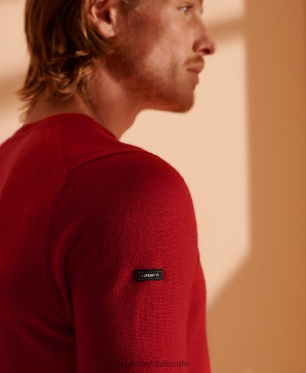 hombres Superdry rojo suéter ligero de merino 2R68Z1341