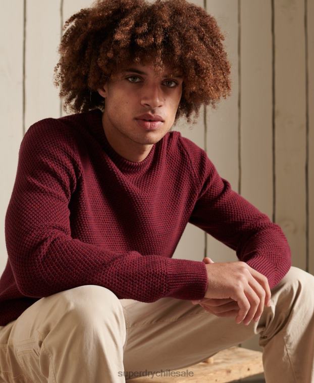 hombres Superdry rojo suéter texturizado con cuello torcido 2R68Z5343