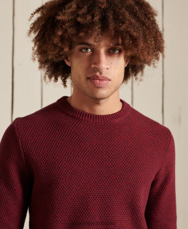 hombres Superdry rojo suéter texturizado con cuello torcido 2R68Z5343