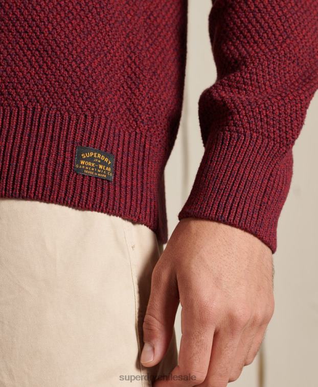 hombres Superdry rojo suéter texturizado con cuello torcido 2R68Z5343