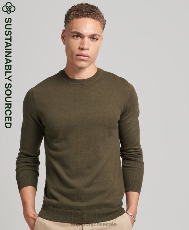 hombres Superdry verde jersey con cuello redondo de cashmere y algodón orgánico 2R68Z1307