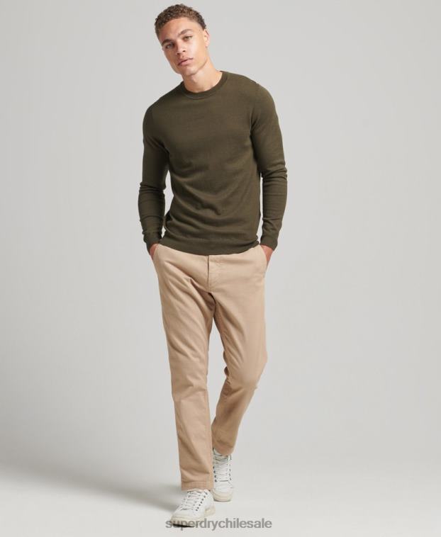 hombres Superdry verde jersey con cuello redondo de cashmere y algodón orgánico 2R68Z1307