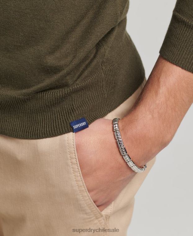 hombres Superdry verde jersey con cuello redondo de cashmere y algodón orgánico 2R68Z1307