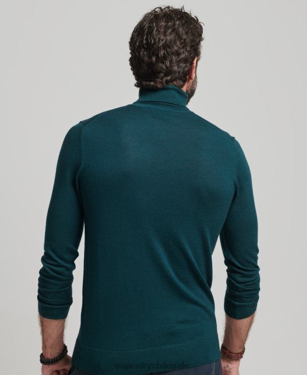 hombres Superdry verde jersey de merino con cuello vuelto 2R68Z1291