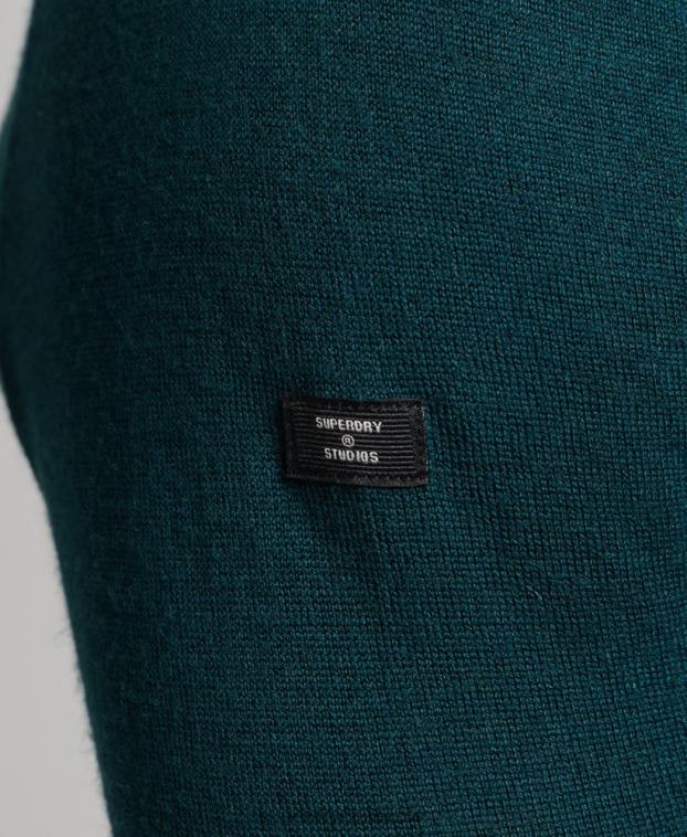 hombres Superdry verde jersey de merino con cuello vuelto 2R68Z1291