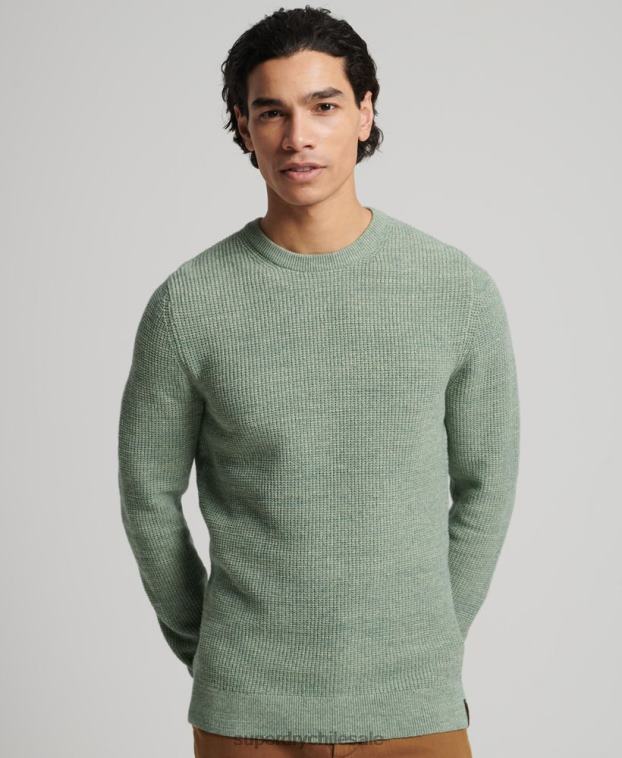 hombres Superdry verde jersey de punto con textura vintage 2R68Z1265