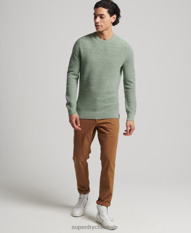 hombres Superdry verde jersey de punto con textura vintage 2R68Z1265