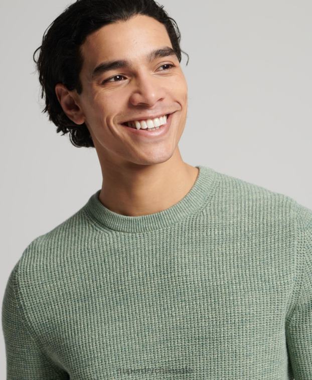 hombres Superdry verde jersey de punto con textura vintage 2R68Z1265