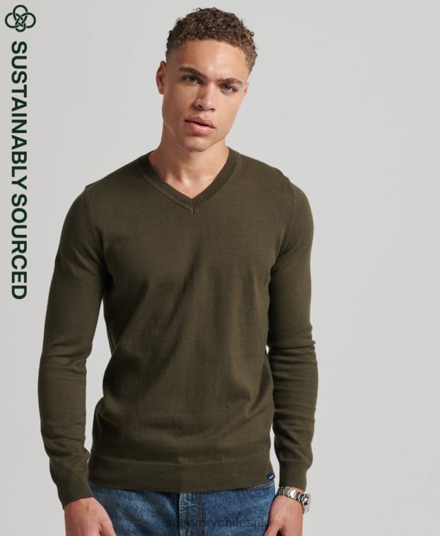 hombres Superdry verde jersey vintage de mezcla de cachemira y algodón orgánico 2R68Z5254