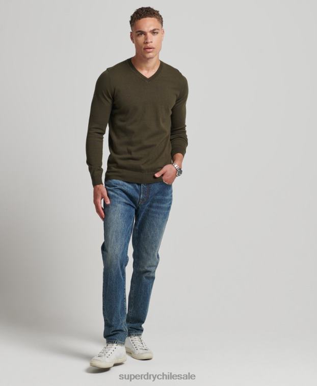 hombres Superdry verde jersey vintage de mezcla de cachemira y algodón orgánico 2R68Z5254