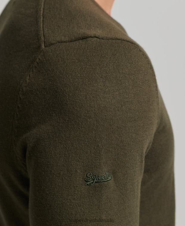 hombres Superdry verde jersey vintage de mezcla de cachemira y algodón orgánico 2R68Z5254