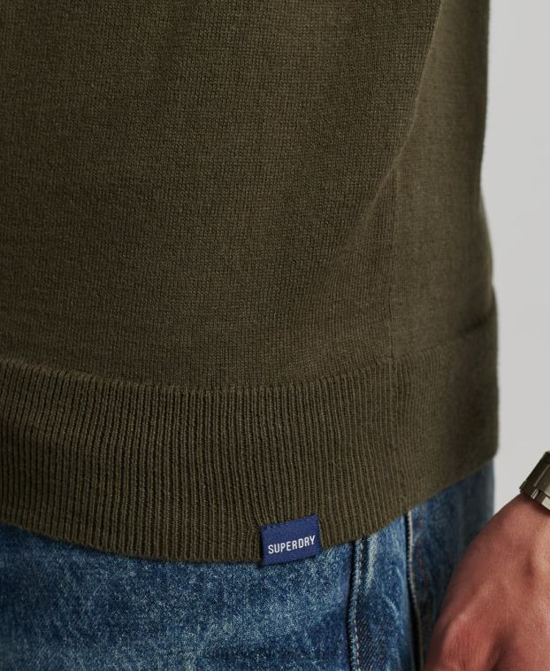 hombres Superdry verde jersey vintage de mezcla de cachemira y algodón orgánico 2R68Z5254