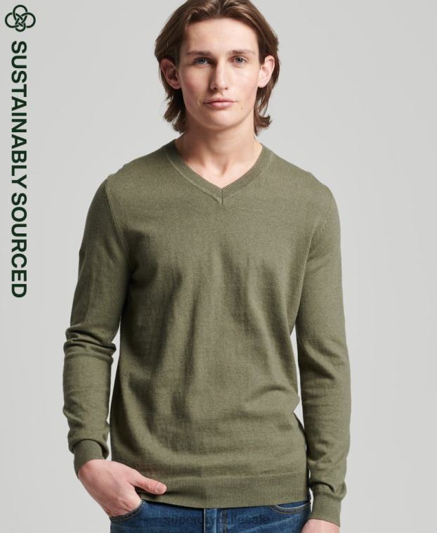 hombres Superdry verde jersey vintage de mezcla de cachemira y algodón orgánico 2R68Z5333
