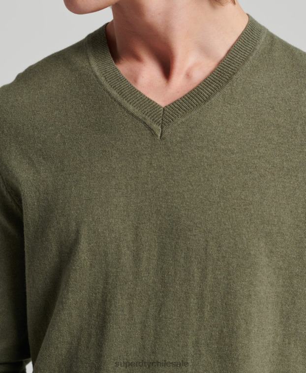 hombres Superdry verde jersey vintage de mezcla de cachemira y algodón orgánico 2R68Z5333