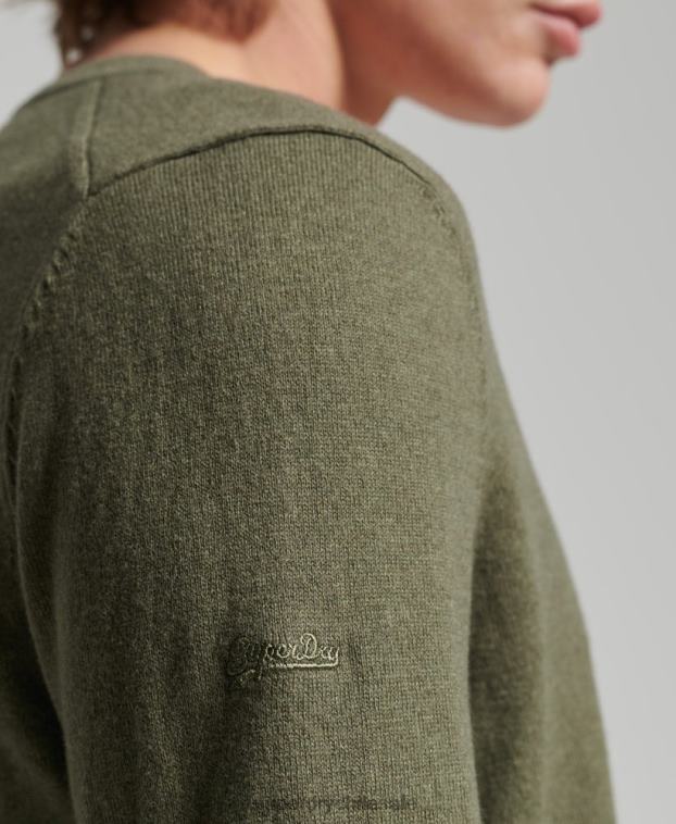 hombres Superdry verde jersey vintage de mezcla de cachemira y algodón orgánico 2R68Z5333
