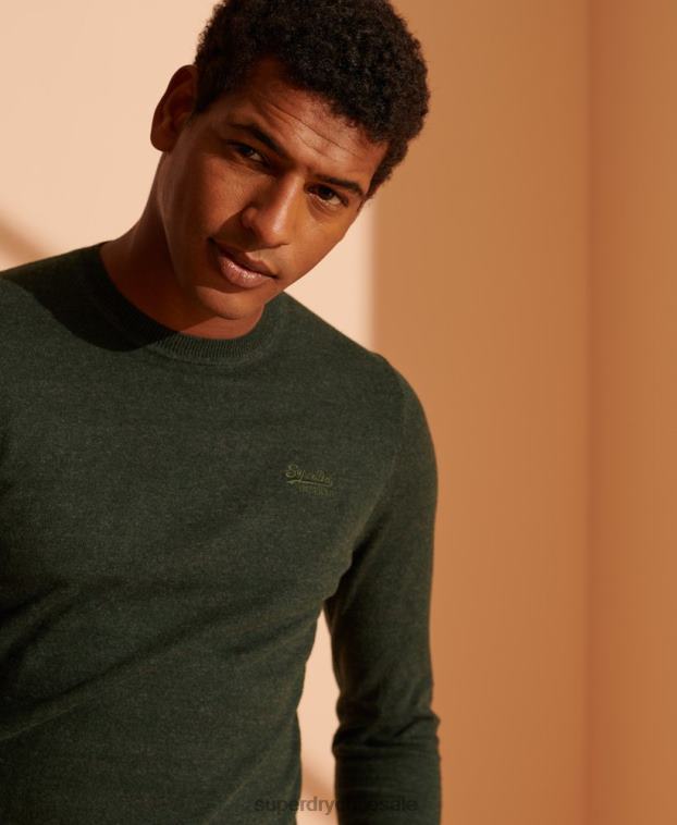 hombres Superdry verde suéter con etiqueta naranja 2R68Z5340