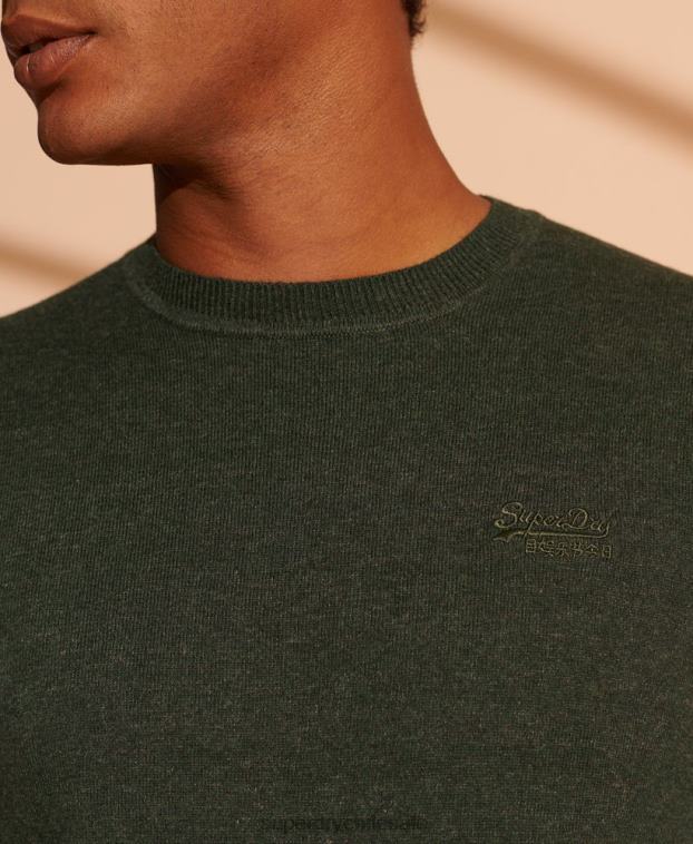 hombres Superdry verde suéter con etiqueta naranja 2R68Z5340