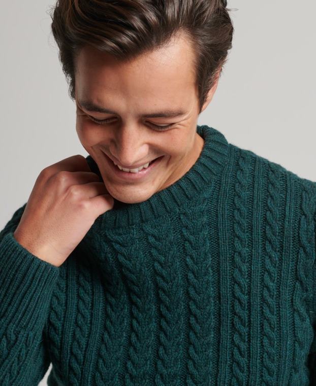 hombres Superdry verde suéter jacob crew 2R68Z1280