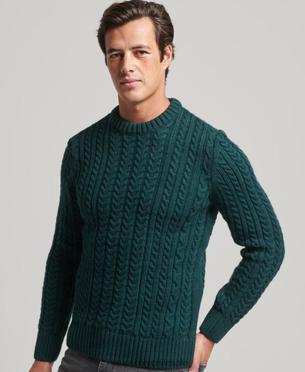 hombres Superdry verde suéter jacob crew 2R68Z1280