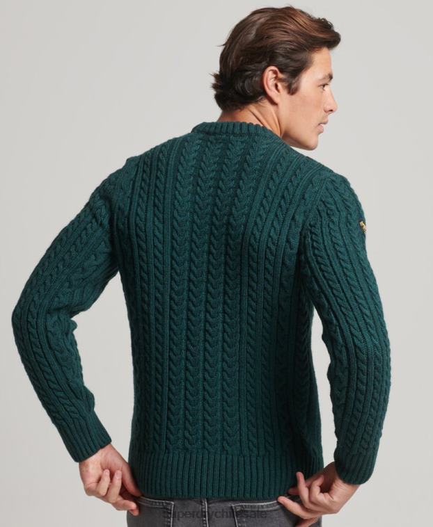 hombres Superdry verde suéter jacob crew 2R68Z1280