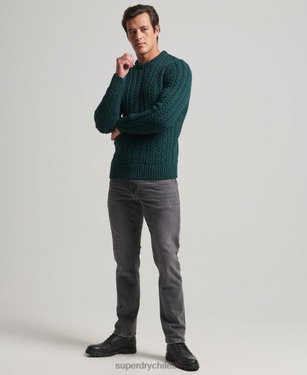hombres Superdry verde suéter jacob crew 2R68Z1280