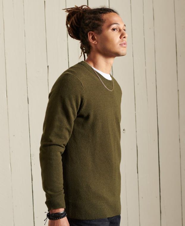 hombres Superdry verde suéter ligero de lana de cordero 2R68Z5287