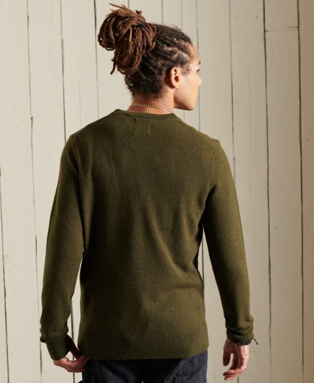 hombres Superdry verde suéter ligero de lana de cordero 2R68Z5287