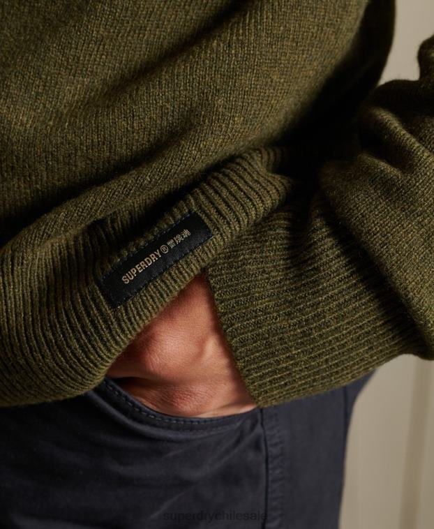 hombres Superdry verde suéter ligero de lana de cordero 2R68Z5287