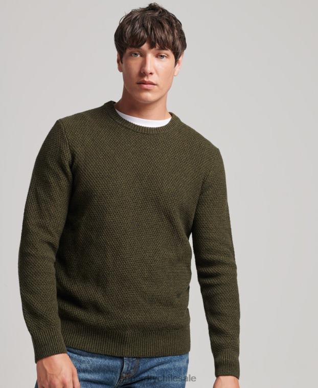 hombres Superdry verde suéter texturizado con cuello torcido 2R68Z5332